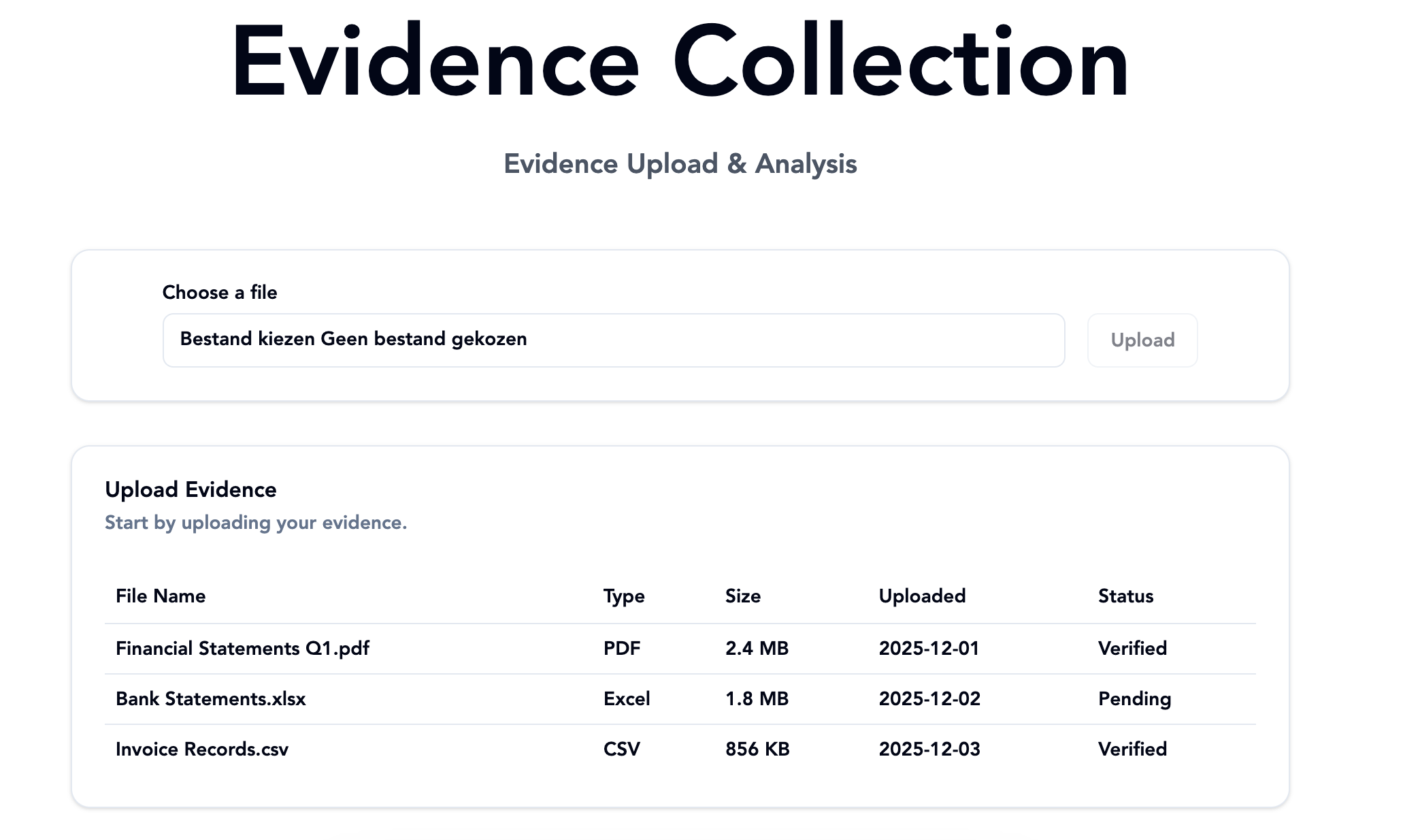File upload interface